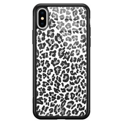 iPhone XS Max glazen hardcase - Luipaard grijs