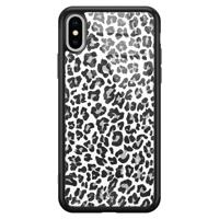 iPhone XS Max glazen hardcase - Luipaard grijs - thumbnail