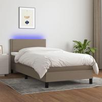Boxspring met matras en LED stof taupe 80x200 cm - thumbnail