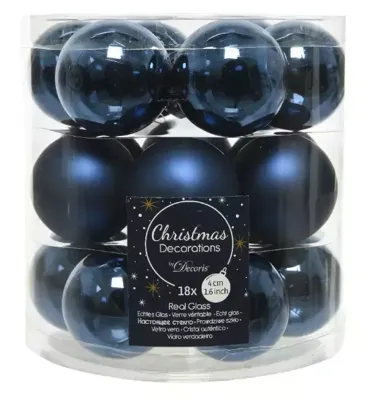 Decoris kerstballen glas nachtblauw 4cm 18st