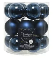 Decoris kerstballen glas nachtblauw 4cm 18st - thumbnail