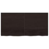 Wastafelblad 120x60x(2-4) cm behandeld massief hout donkerbruin - thumbnail