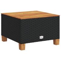 Tuintafel 55x55x36 cm poly rattan en acaciahout zwart - thumbnail