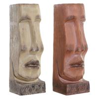 Grondlegger DKD Home Decor 16 x 17 x 49 cm Gezicht Beige Terra cotta Hars (2 Stuks) - thumbnail