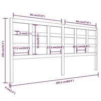 Hoofdbord 205,5x4x100 cm massief grenenhout zwart - thumbnail