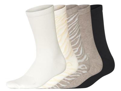 esmara 5 Paar sokken (Print/beige/wit/zwart, 39-42)