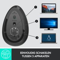 Logitech Ergonomische muis Bluetooth, Radiografisch Optisch Zwart, Zilver 4 Toetsen 4000 dpi Ergonomisch - thumbnail