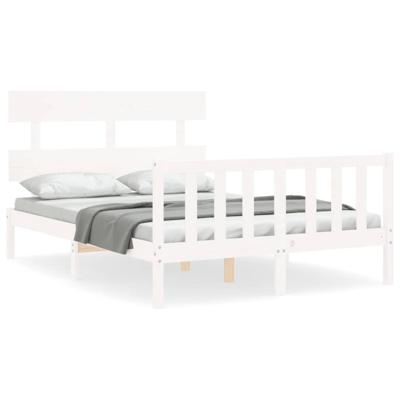 Bedframe zonder matras massief grenenhout wit 120x200 cm