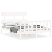 Bedframe zonder matras massief grenenhout wit 120x200 cm - thumbnail