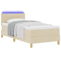 Boxspringbed met matras en LED stof crèmekleurig 90x200 cm - thumbnail