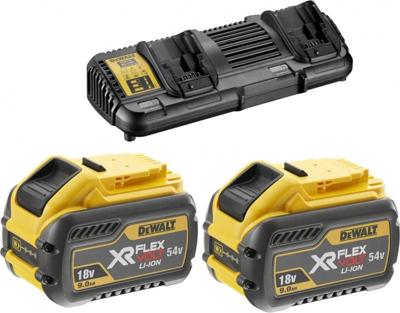 DeWALT DCB132X2 Starterset 2x DCB547 Accu 9.0Ah 54V XR FlexVolt + Dubbellader DCB132
