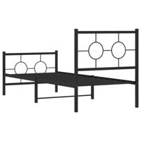 Bedframe met hoofd- en voeteneinde metaal zwart 75x190 cm - thumbnail