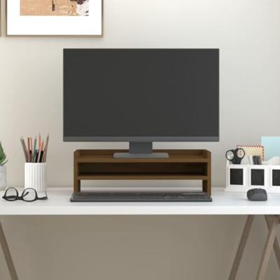 VidaXL Monitorstandaard 50x24x16 cm massief grenenhout honingbruin VidaXL Monitorstandaard 50x24x16 cm massief grenenhout honingbruin