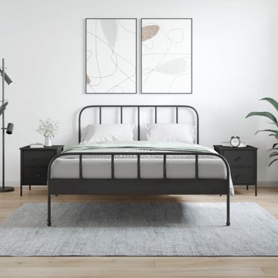 Nachtkastjes 2 st 40x42x50 cm bewerkt hout zwart