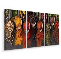 Schilderij - Kruiden en specerijen, 3 luik, ook XXL, premium print - thumbnail