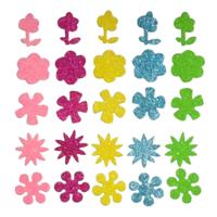 Haza Witbaard Foamstickers bloemen glitter, 25st. - thumbnail