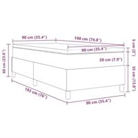 Boxspring bed Lichtgrijs en wit. 193 x 90 x 60 cm Katoenen stof - thumbnail