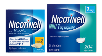 Nicotinell Combineer Pleister 14 mg (7st) en Zuigtablet Mint 1 mg (204st) - Nicotinell Combineer Pleister 14 mg (7st) en Zuigtablet Mint 1 mg (204st) -