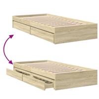 Bedframe met lades bewerkt hout sonoma eikenkleurig 90x200 cm - thumbnail