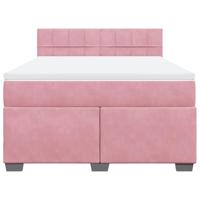 Boxspring met matras fluweel roze 160x200 cm - thumbnail