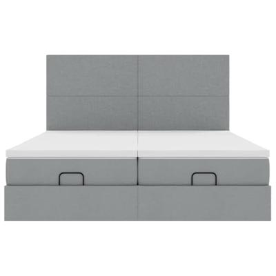 Ottoman bed met matrassen 180x200cm stof lichtgrijs