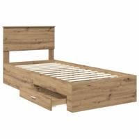 Bedframe met hoofdeinde Artisan Eiken 100 x 200 cm Bewerkt hout - thumbnail