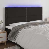 Hoofdbord LED 200x5x118/128 cm stof zwart - thumbnail