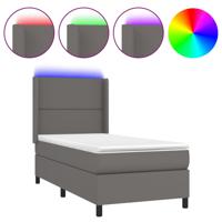 Boxspring met matras en LED kunstleer grijs 180x200 cm - thumbnail