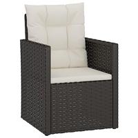 3-delige Loungeset met kussens poly rattan zwart - thumbnail
