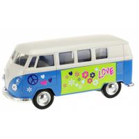 Welly hippie Volkswagen bus blauw 10,5 cm - thumbnail