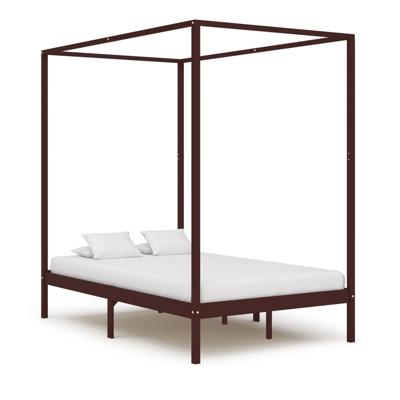 vidaXL Hemelbedframe massief grenenhout donkerbruin 140x200 cm
