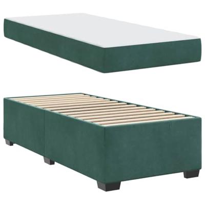 Bedframe met matras met matras Donkergroen 90 x 200 cm Fluweel