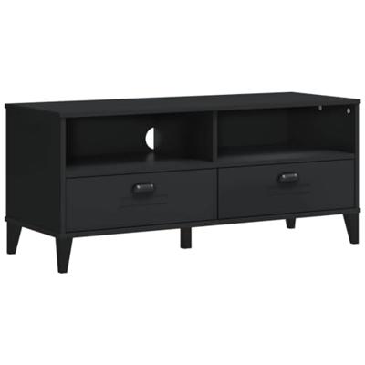 Tv-meubel VIKEN bewerkt hout zwart