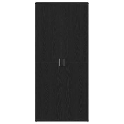 Schoenkast Zwart Eiken 80x39x180 cm Gelaagd Hout