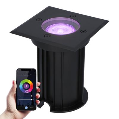 Ramsay Smart Grondspot buiten - Vierkant - 5,5 Watt 400 lumen - RGBWW - Wifi + Bluetooth - Bestuurbaar via app - IP67 - Google Home - Amazon Alexa - Zwart