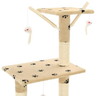 VidaXL Kattenkrabpaal met sisal krabpalen 138 cm pootafdrukken beige