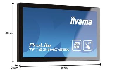 Iiyama ProLite TF1634MC-B8X LED-monitor Energielabel F (A - G) 39.6 cm (15.6 inch) 1920 x 1080 Pixel 16:9 25 ms DisplayPort, VGA, HDMI, USB IPS LED