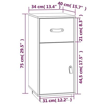Dressoir 34x40x75 cm massief grenenhout grijs - thumbnail