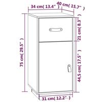 Dressoir 34x40x75 cm massief grenenhout grijs - thumbnail