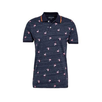 JACK & JONES ORIGINALS regular fit polo pool met all over print navy blazer