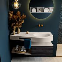 MONDIAZ RIVA 120cm badmeubel onderkast / planchet kleur Antracite met 1 lade. Wastafel DULCET rechts 0 kraangaten kleur Linen. - thumbnail