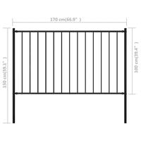 VidaXL Hekpaneel met palen 1,7x1 m gepoedercoat staal zwart - thumbnail