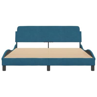 Bedframe met hoofdeinde fluweel blauw 160x200 cm