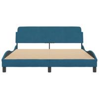 Bedframe met hoofdeinde fluweel blauw 160x200 cm - thumbnail