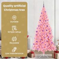 VidaXL Kerstboom met 300 led met standaard roze 210 cm pvc - thumbnail