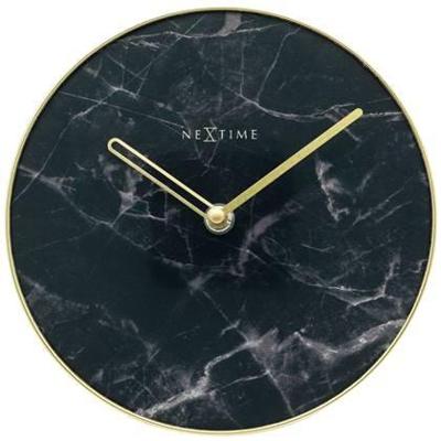 NeXtime ne-5222zw tafelklok marble table dia 20cm glas zwart
