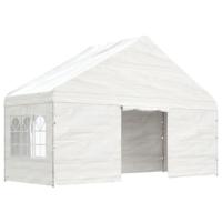 Prieel met dak 13,38x5,88x3,75 m polyetheen wit - thumbnail