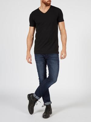 Petrol Industries T-Shirt Basic V-Neck Bodyfit Two Pack Black