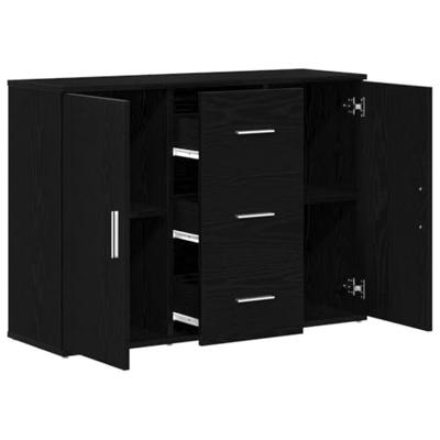 Dressoir 91x29,5x65 cm spaanplaat zwart eikenkleurig