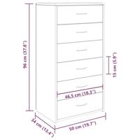 Dressoir met 6 lades 50x34x96 cm bewerkt hout artisanaal eiken - thumbnail
